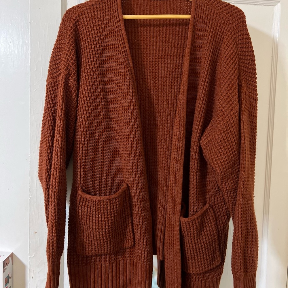Zenana Outfitters Rust Open-Front Cardigan